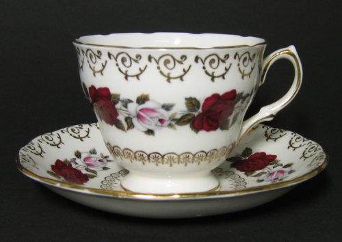 Vintage Colclough Red White Roses Teacup