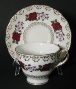 Colclough Red White Roses Tea Cup and Saucer