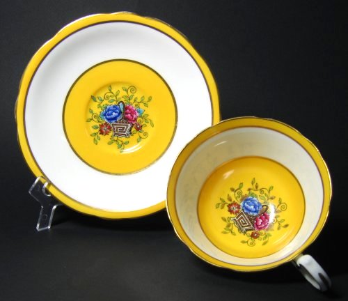 Aynsley Oriental Yellow Tea Cup and Saucer