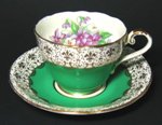Vintage Aynsley Green Gilt Teacup and Saucer
