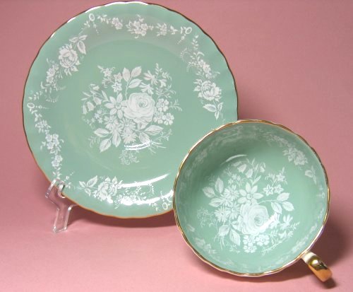 Aynsley Jade Green with White Floral Design