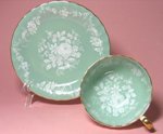 Vintage Aynsley Jade Floral Teacup and Saucer