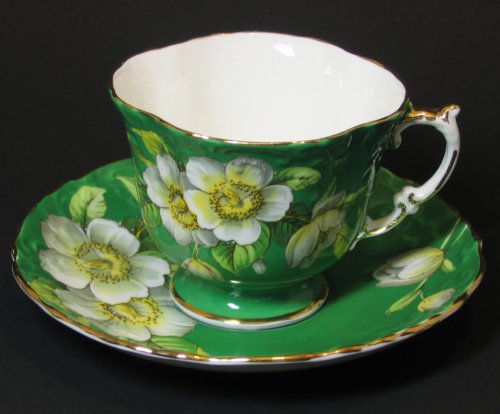 Aynsley Tea Cup Magnolia Blossom Green Relief