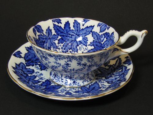 Vintage Coalport Blue Transferware Teacup and Saucer