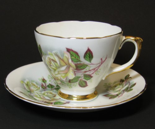 Delphine Champagne Roses Tea Cup and Saucer