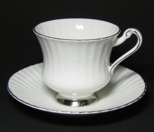 Paragon White Tea Cup Silver Trim