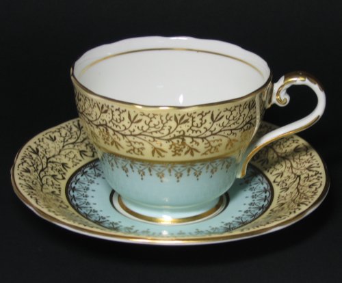 Vintage Aynsley Blue Yellow Gilt Trim Tea Cup