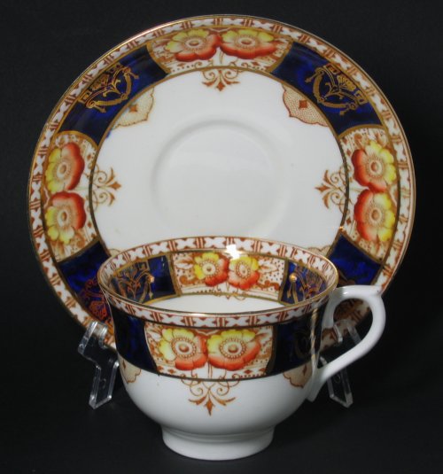 Colclough Imari Cobalt Blue Poppies Tea Cup and Saucer