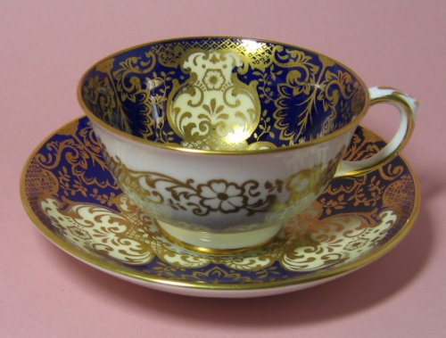 Vintage Crown Staffordshire Cobalt Gilt Victorian Floral