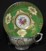 Crown Staffordshire Floral Gilt Green Teacup