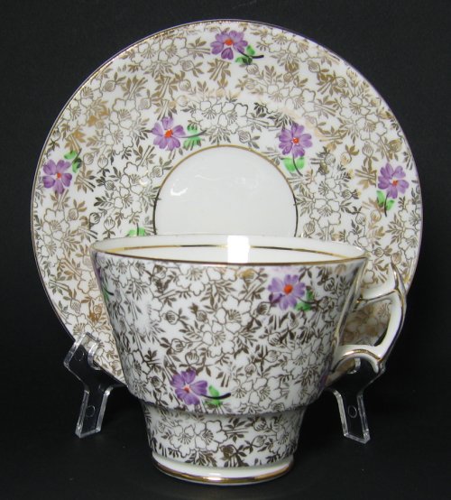 Phoenix Gilt Tea Cup Violet Floral