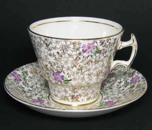 Vintage Phoenix Gilt Tea Cup Violet Floral