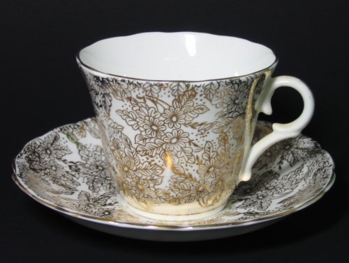 Vintage Colclough White Gilt Tea Cup and Saucer