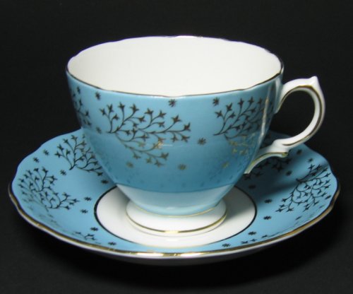 Vintage Colclough Blue Gilt Tea Cup and Saucer