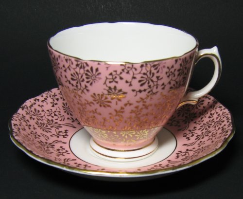 Vintage Colclough Pink Gilt Tea Cup and Saucer