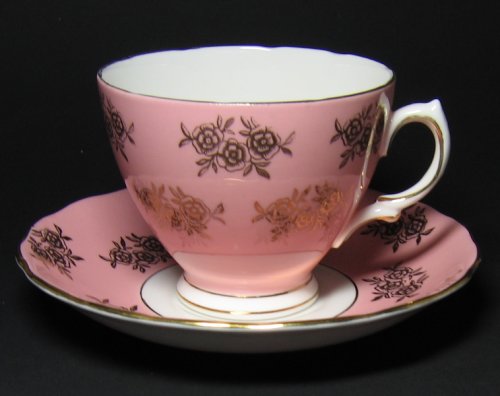 Vintage Colclough Pink Rose Gilt Tea Cup and Saucer