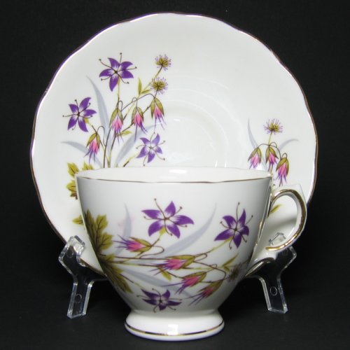 Colclough Tea Cup and Saucer Purple Flowers