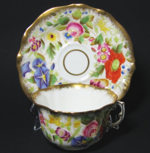 Hammersley Tea Cup and Saucer Gilt Ruffled Rim