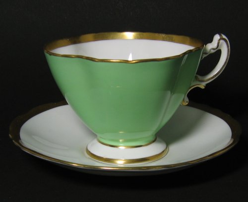 Vintage Hammersley Green Gilt Square Rim Tea Cup