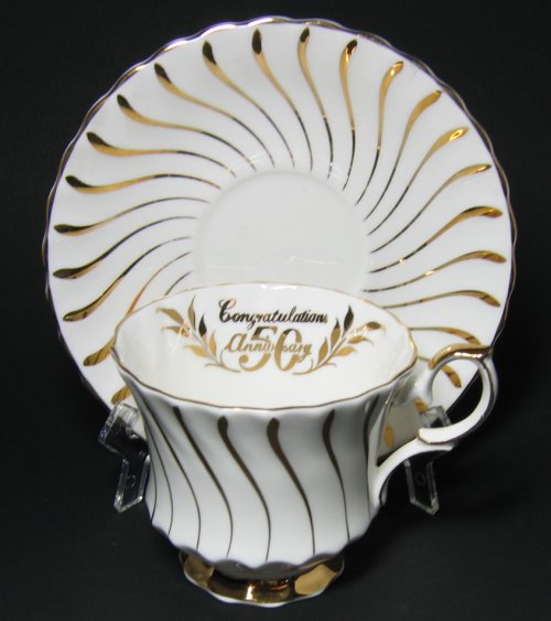 Queen Anne Gilt 50 Anniversary Teacup