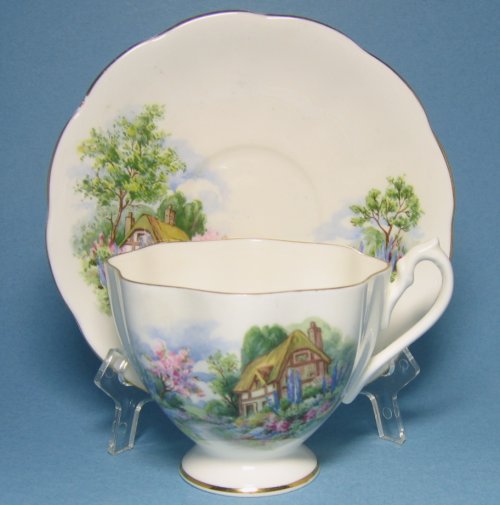 Queen Anne Country Cottage Tea Cup and Saucer