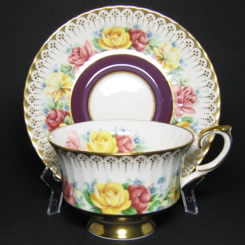 Rare Paragon Cliveden Purple Teacup and Saucer