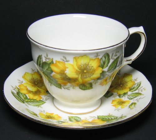 Royal Vale Yellow Wild Roses Tea Cup and Saucer