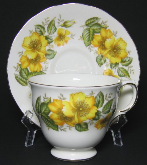 Vintage Royal Vale Yellow Wild Roses Tea Cup and Saucer