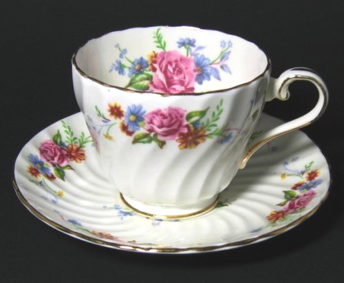 Vintage Aynsley Pink Rose Floral Bouquet Tea Cup and Saucer