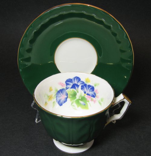 Green Aynsley Teacup Petal Relief Morning Glories