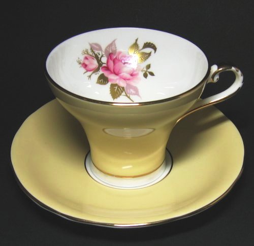 Aynsley Pastel Yellow Tea Cup and Saucer