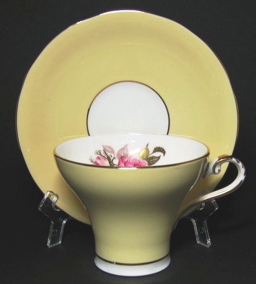 Vintage Aynsley Pastel Yellow or Tan Beige Tea Cup and Saucer