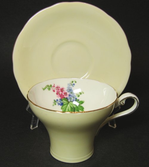 Vintage Yellow Aynsley Corset Floral Bouquet Tea Cup and Saucer