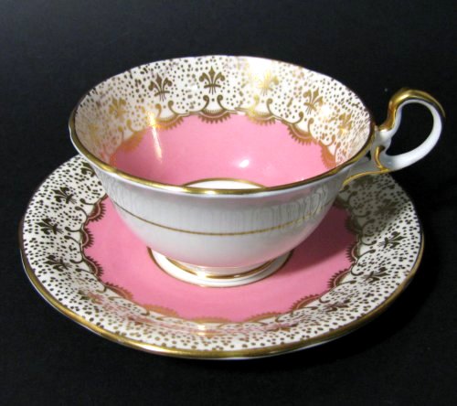 Aynsley Gilt Fleur de Lis Pink Tea Cup