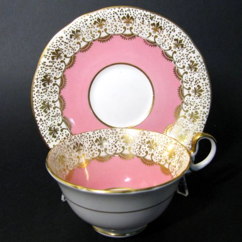 Vintage Aynsley Gilt Fleur de Lis Pink Teacup