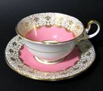 Aynsley Fleur-de-lis Gilt Teacup and Saucer