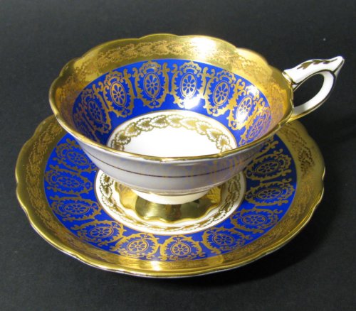 Royal Stafford Cobalt Blue Gilt Teacup and Saucer