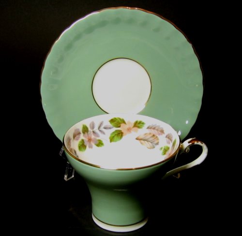 Aynsley Green Corset Floral Teacup and Saucer