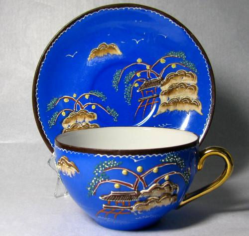 Blue Mud Mountain Japan Teacup and Saucer