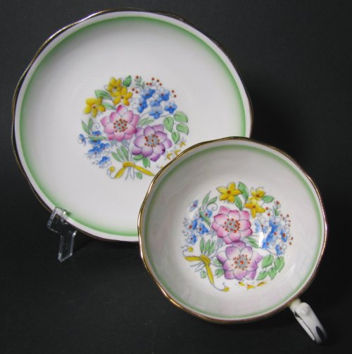 Royal Albert Deco Floral Teacup and Saucer