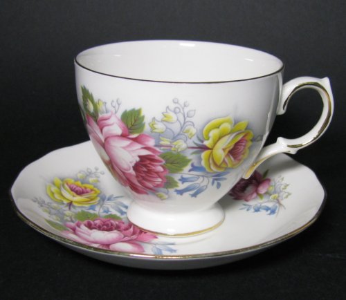 Royal Vale Full Pink Roses Teacup and Saucer