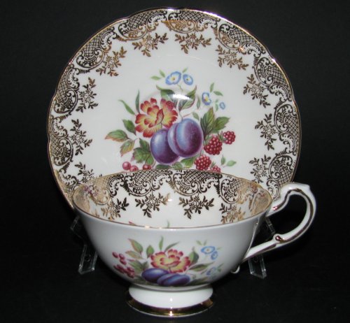 Paragon Gilt Plum Fruit Paisley Vintage Teacup and Saucer