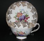 Vintage Paragon Gilt Plums Teacup and Saucer