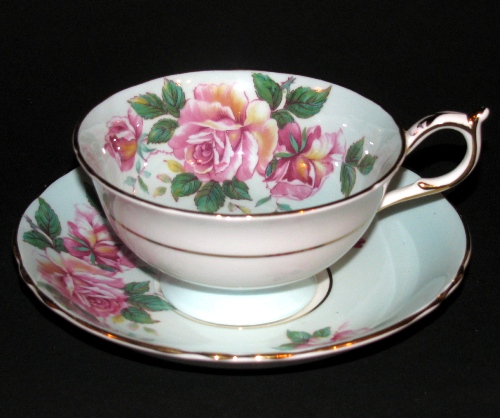 Paragon Pink Roses on Pastel Teacup and Saucer