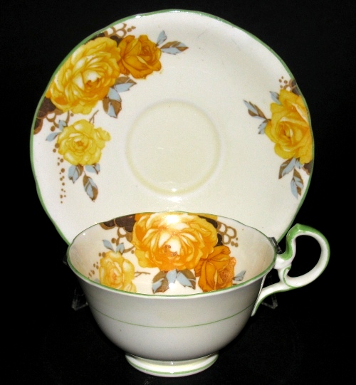 Aynsley Yellow Roses Teacup and Saucer