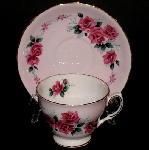 Colclough Pink Roses Teacup and Saucer