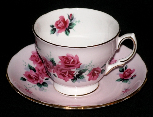 Colclough Pink Roses Teacup and Saucer