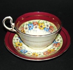 Aynsley Red Border Floral Teacup