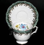 Aynsley Green Trim Floral Gilt Teacup