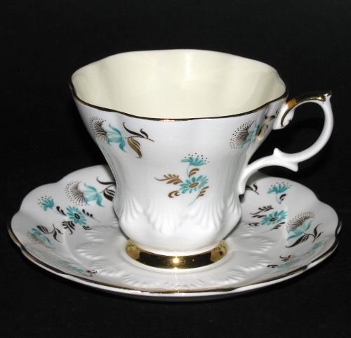 Royal Albert Ridged Floral Teacup and Saucer